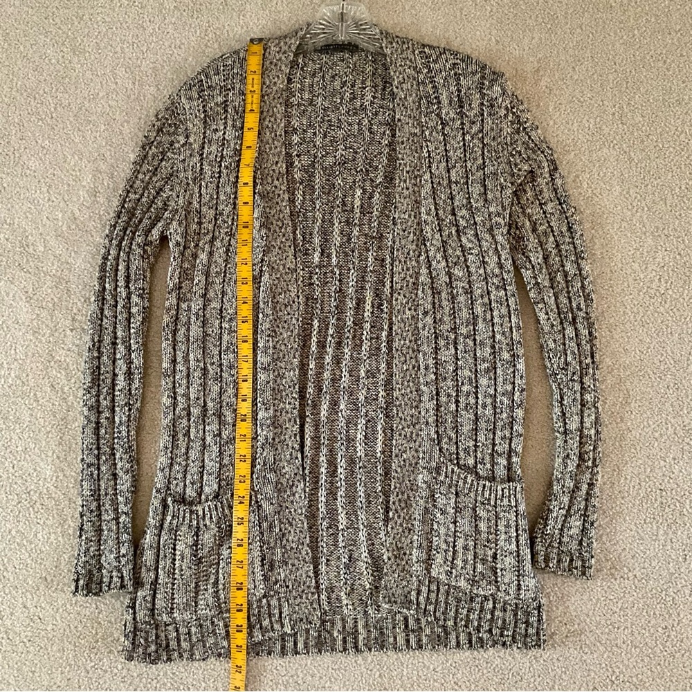 Elliott Lauren Long Ribbed Open-Front Cardigan Pockets